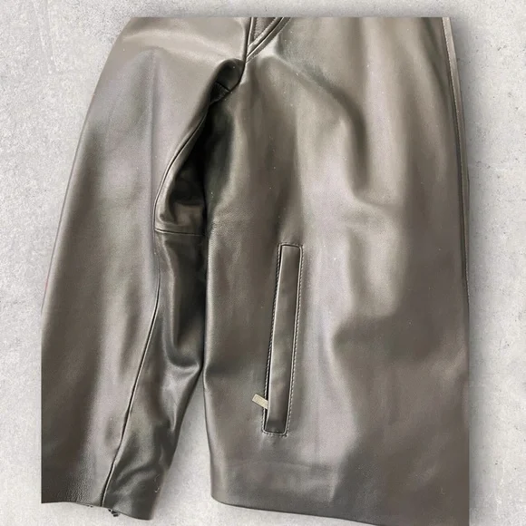 Calvin Klein Men's Genuine Black Leather Jacket, Medium (never worn)